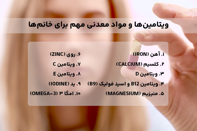 ویتامین‌ها و مواد معدنی ضروری برای خانم‌ها
